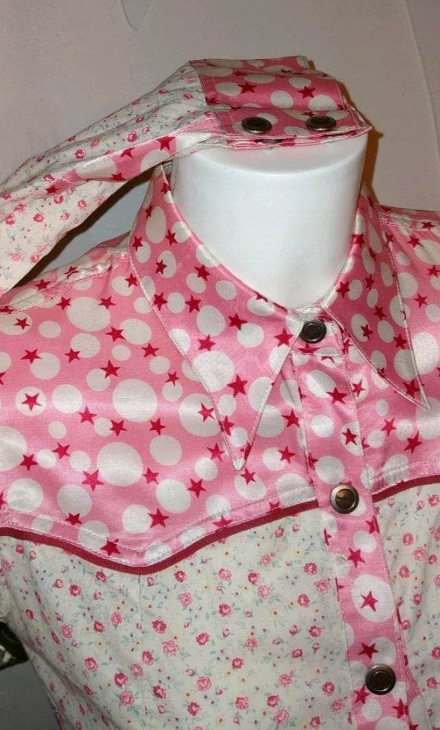 Thumbnail: Glanzende blouse in cowboystijl, Muchacha