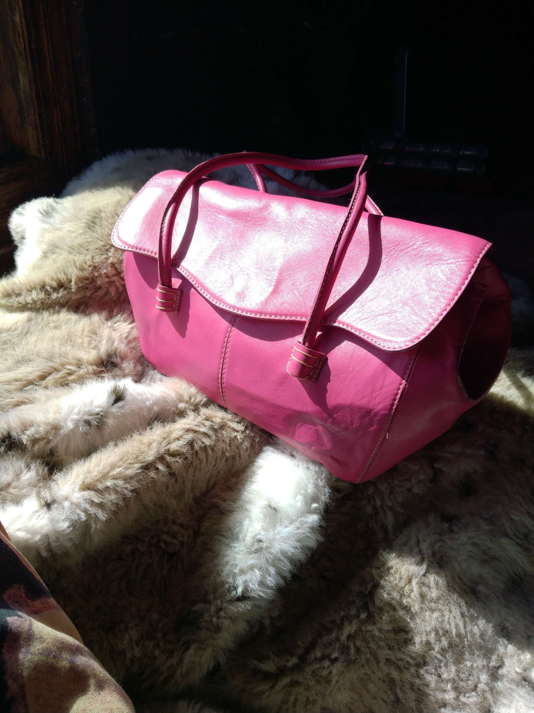 Fuchsia kleur leren tas, Madi Pelleteria