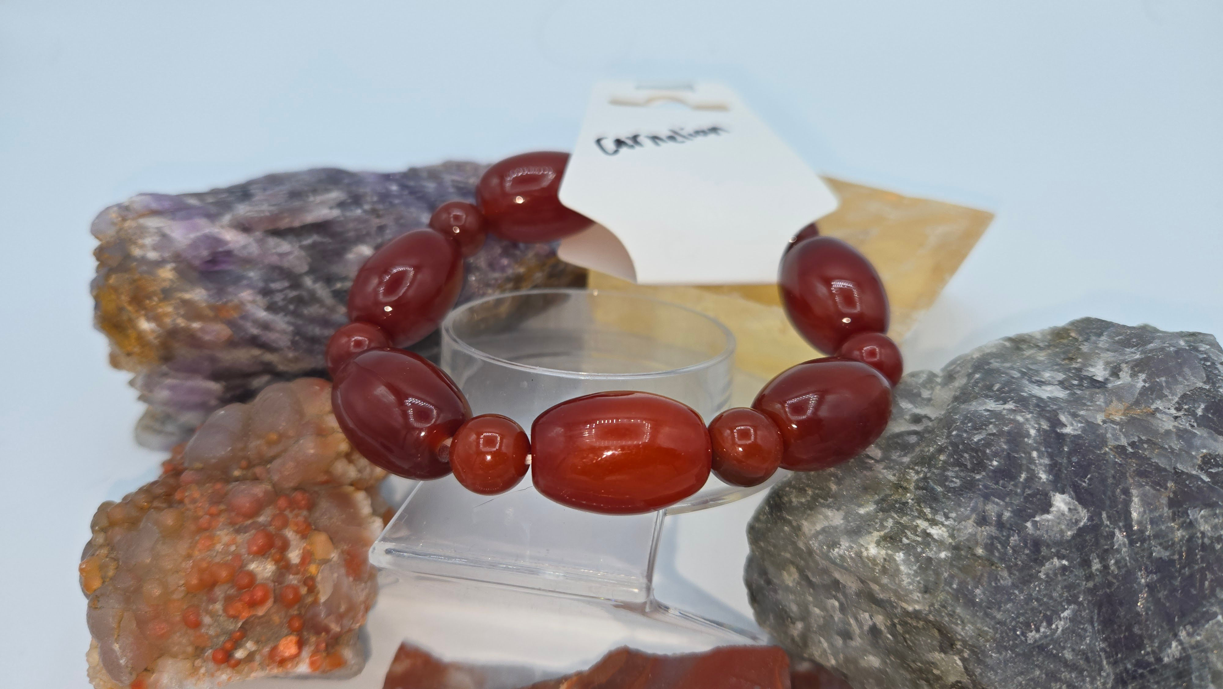 Carnelian Stretch Bracelet 15mm and 10mm