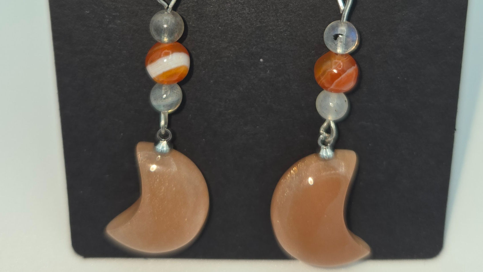 SunStone Moon Earrings 2.5in