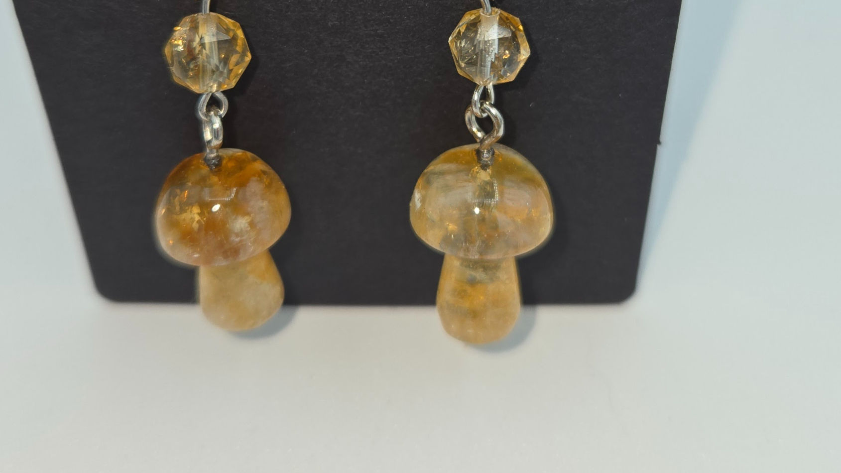 Citrine Mushroom Earrings 2.25in
