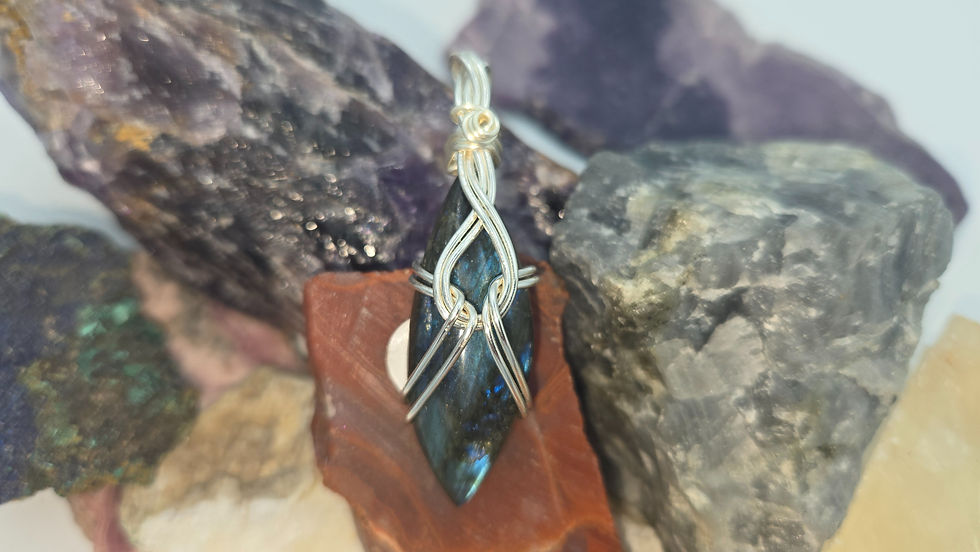 Labradorite Pendant in Silver color wire