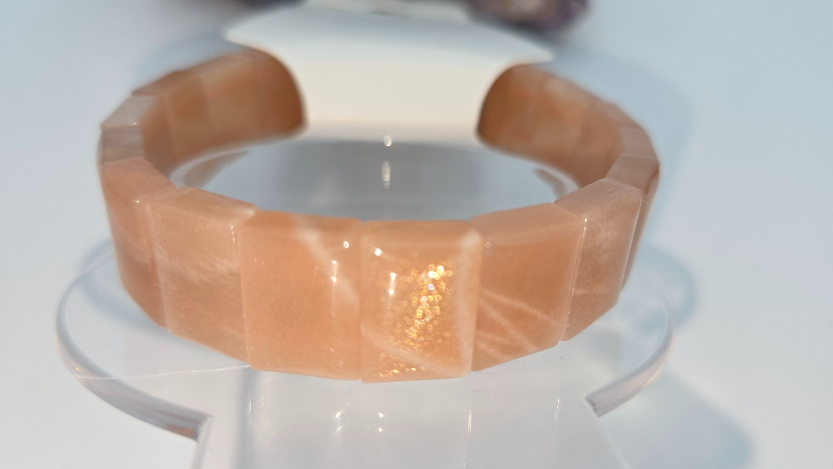 Peach Moonstone Sunstone Soft Bangle 14mm