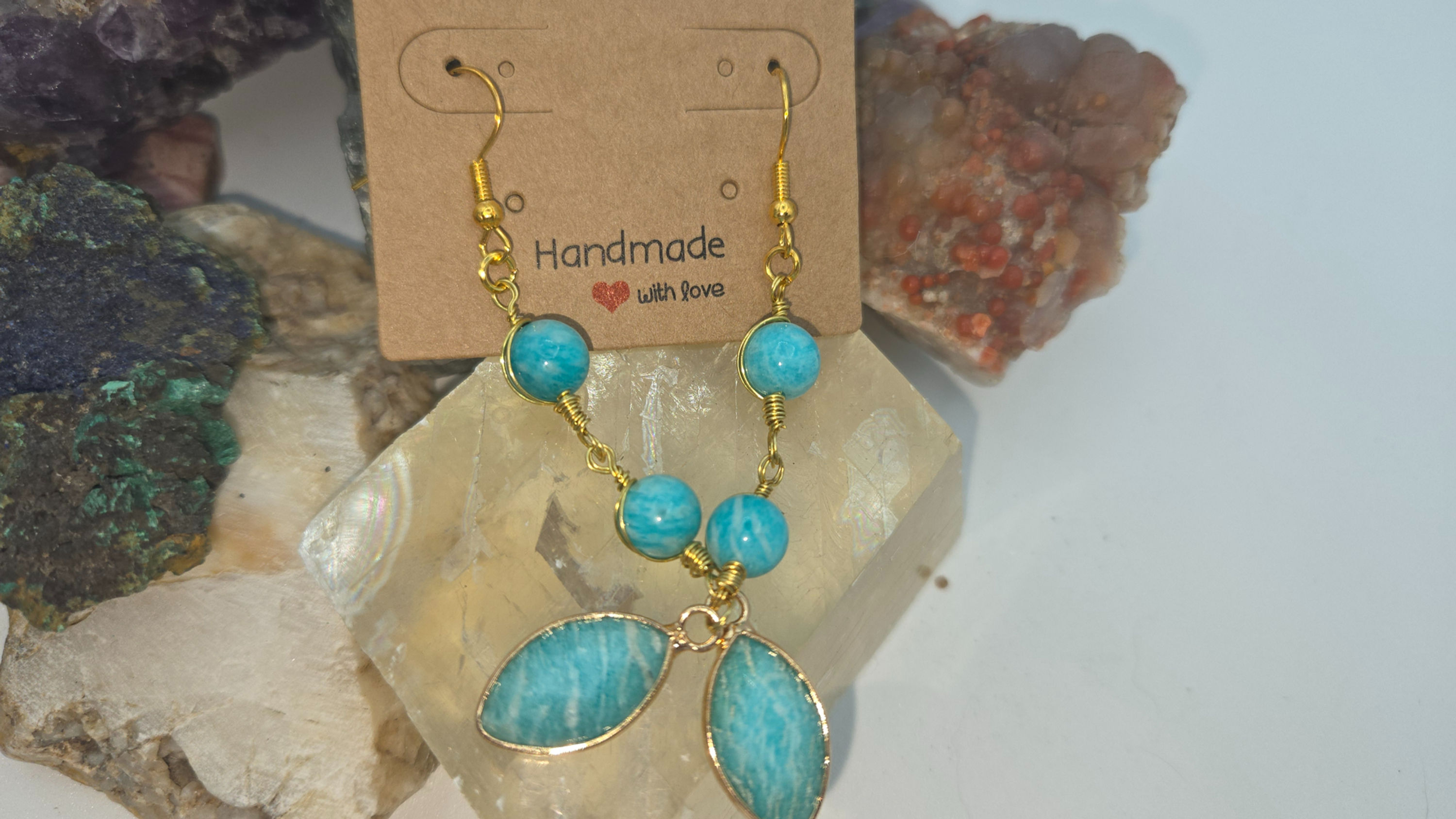 Amazonite Earrings 3.25in