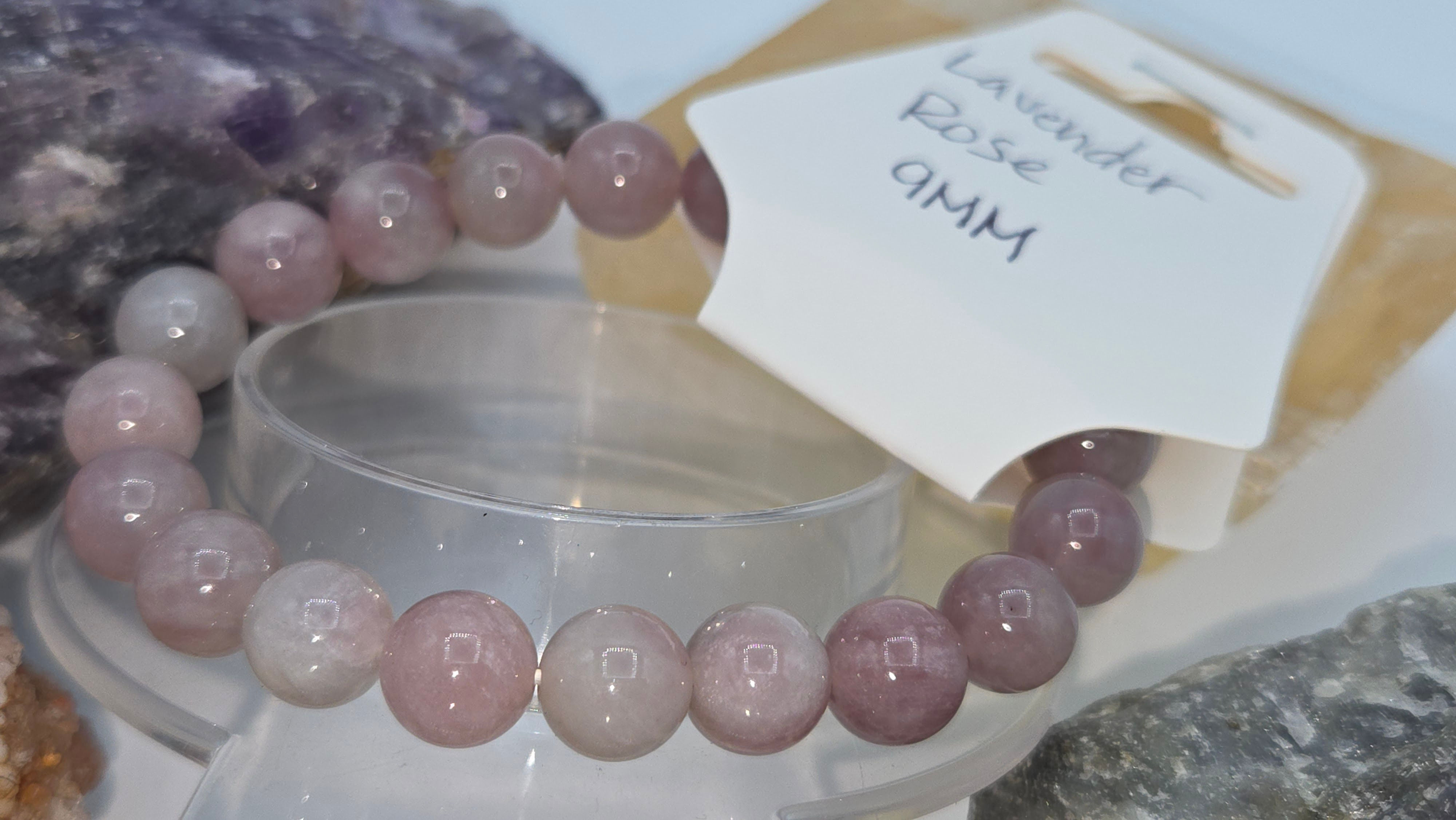 Lavender Rose Quarts Stretch Bracelet 9mm