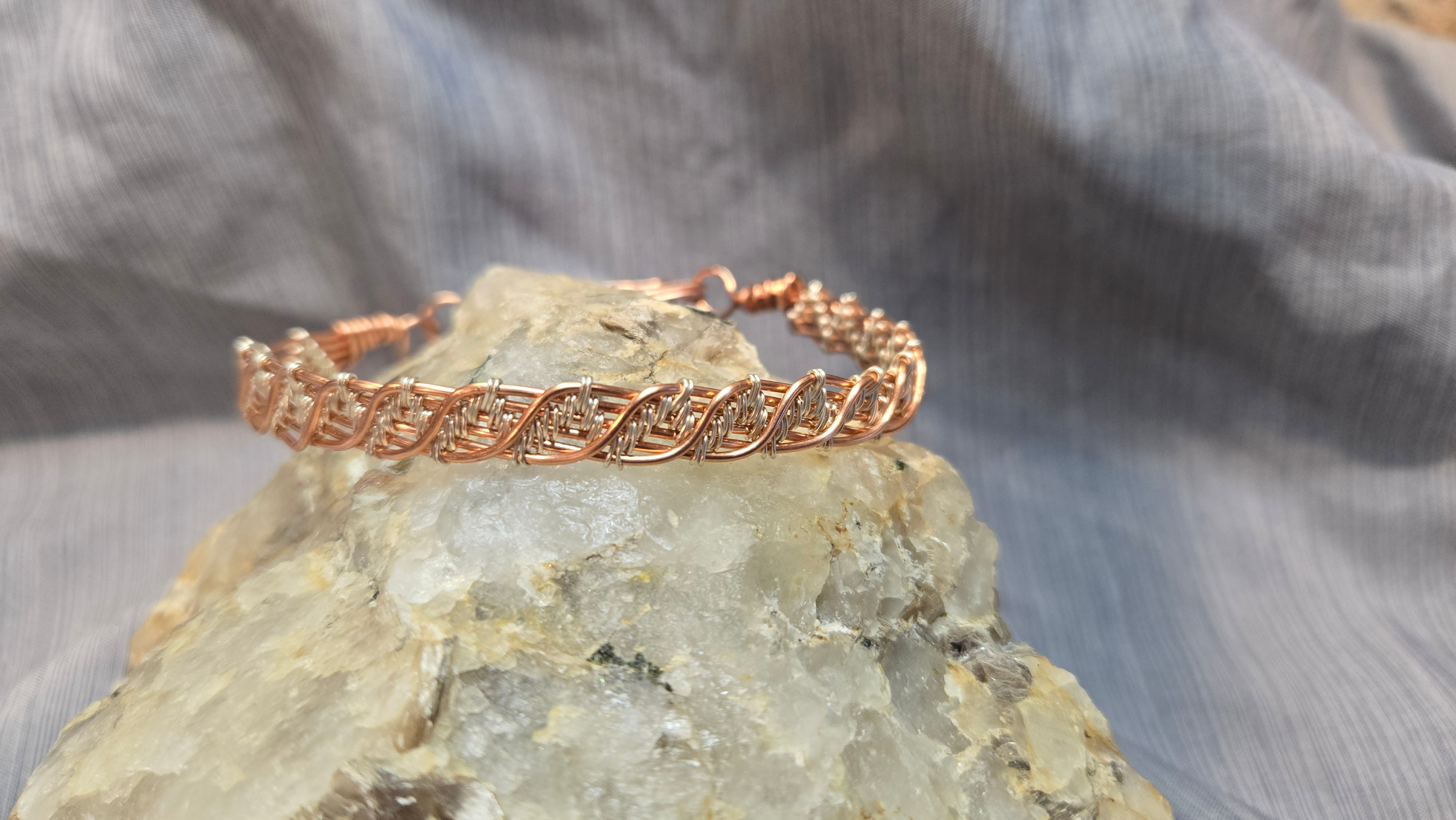 8" Silver Plated and Copper Weave Bracelet