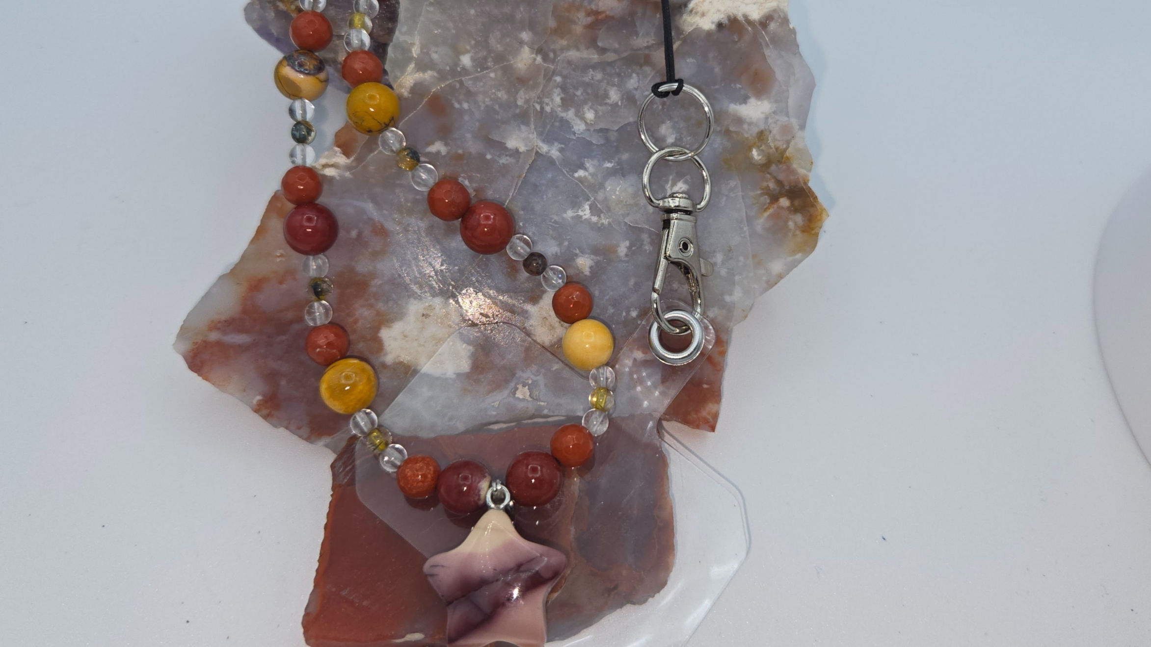 Mookite Star keychain/Phone Chain with Mixed Stone Beads 11.5 in