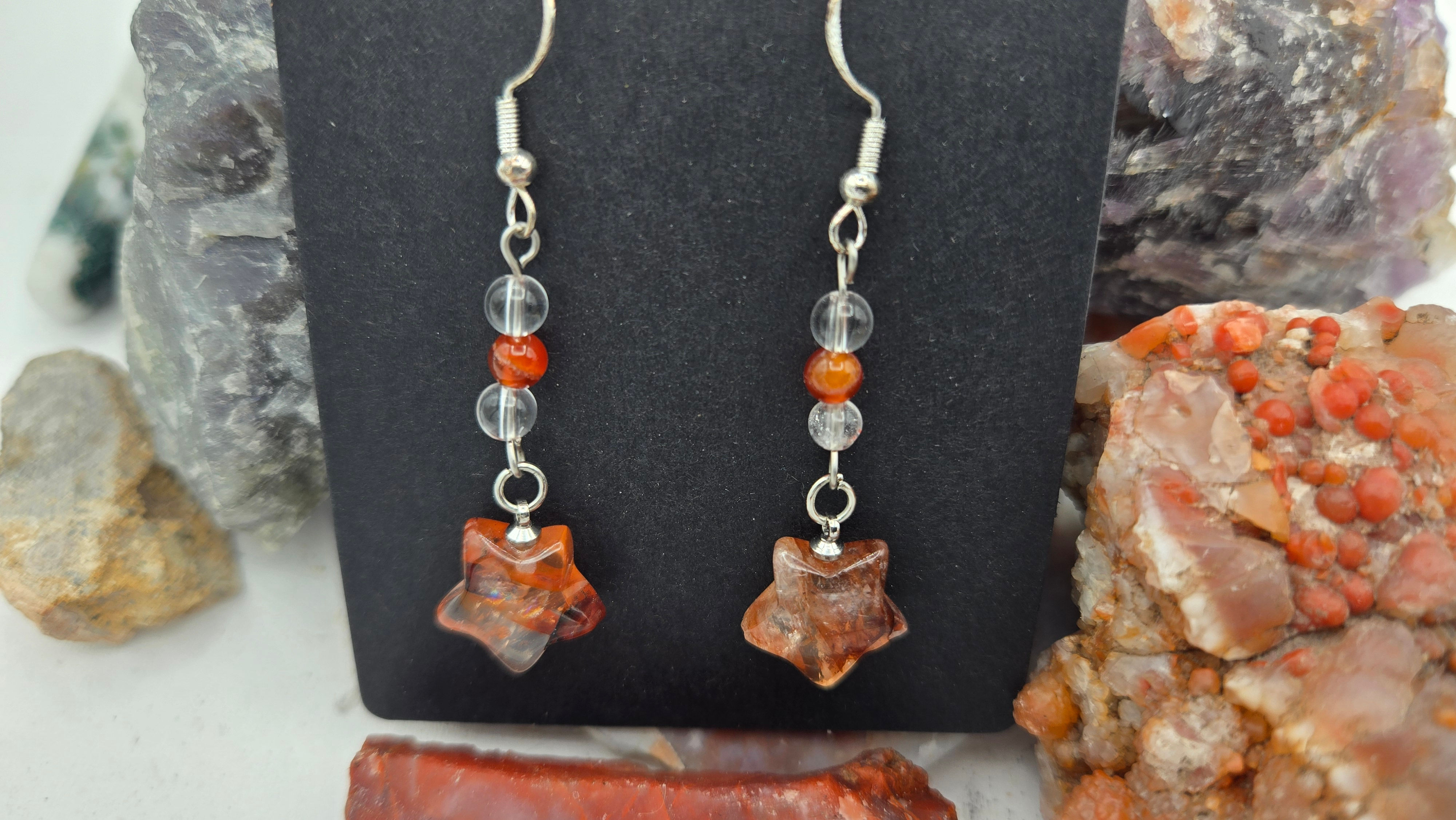 Fire Quartz stars 2.25in earrings