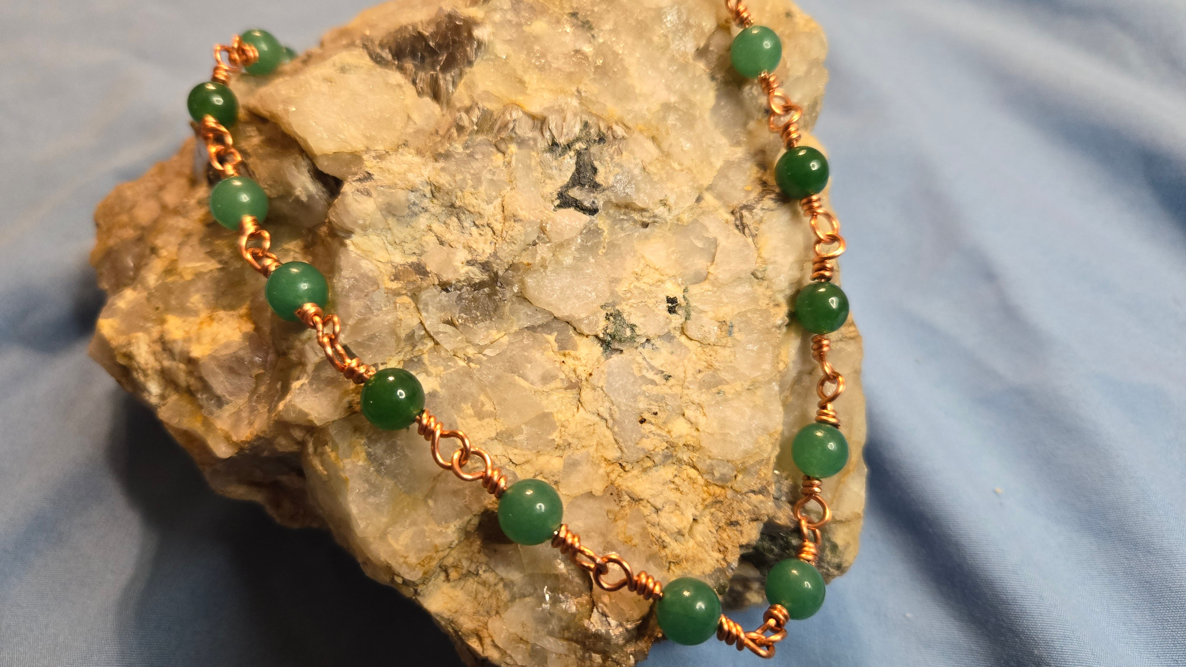 Aventurine and Copper weave Necklace 21in