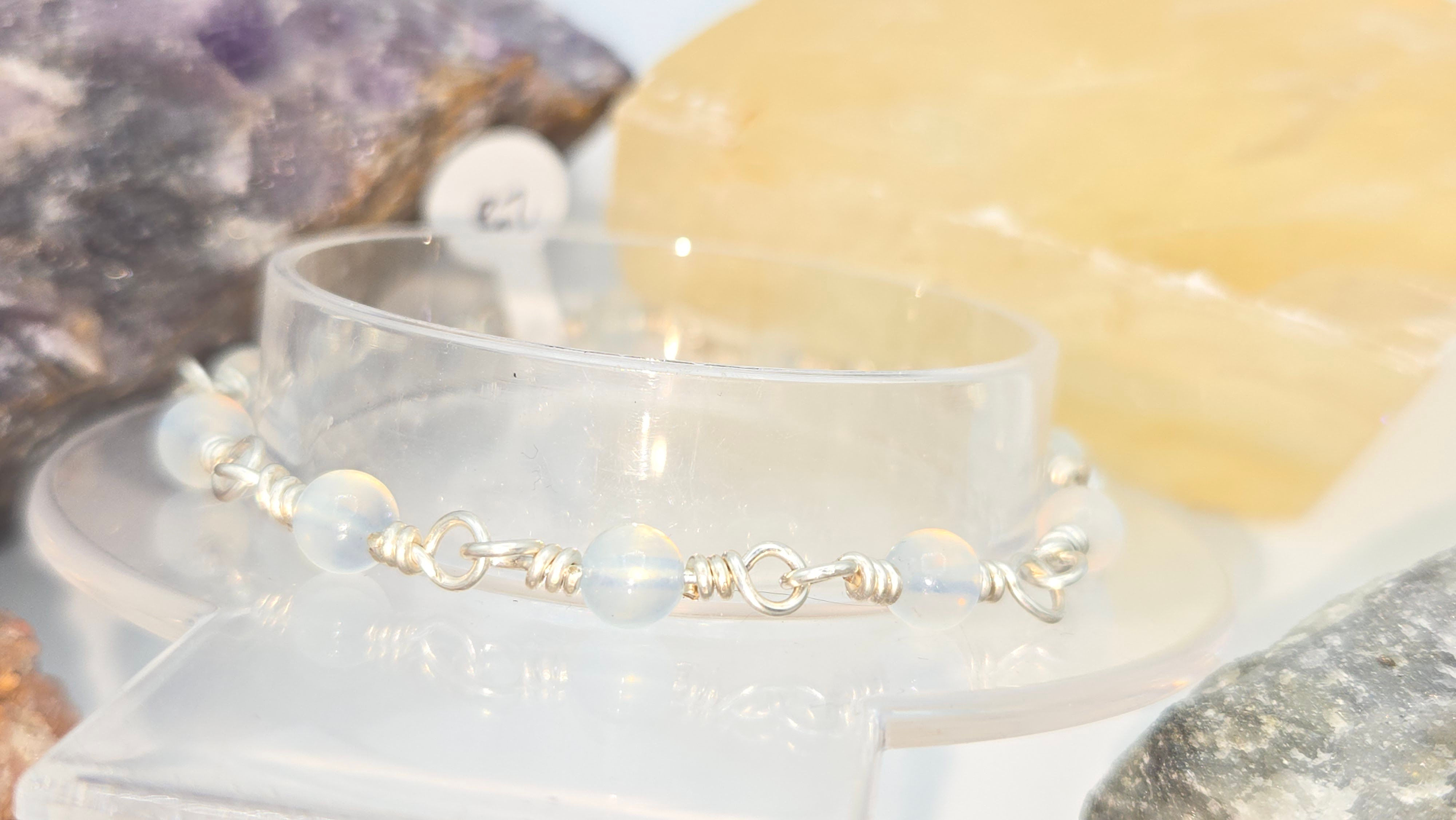 Light Aquamarine Bracelet in Fine Silver 7in+