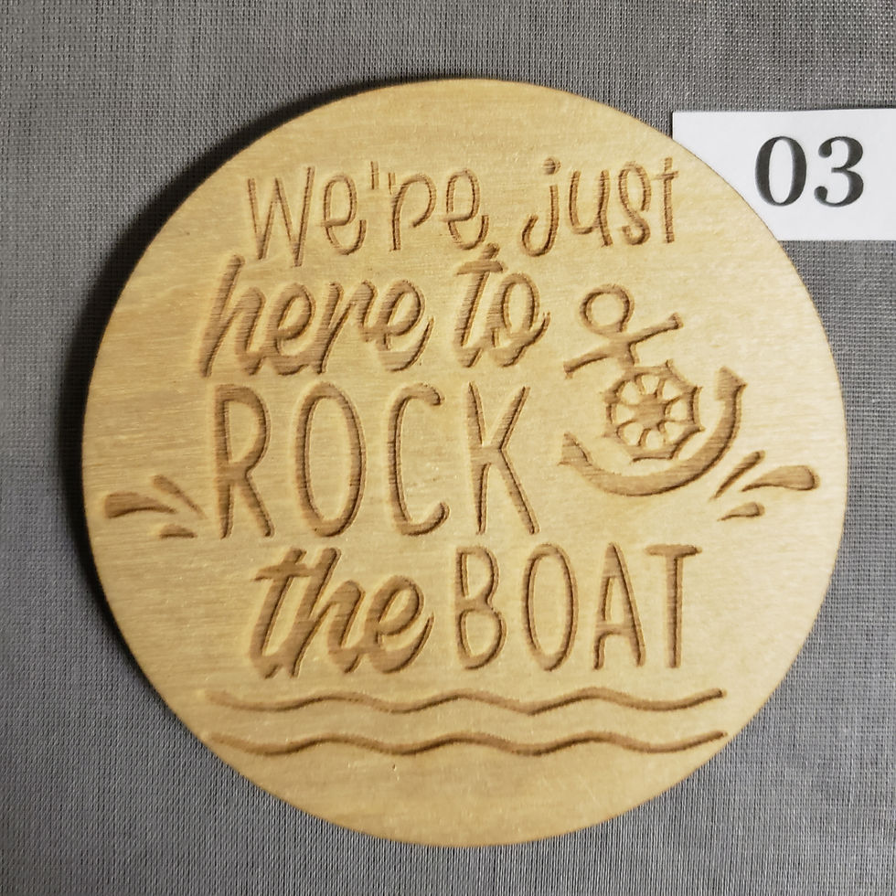 Thumbnail: Cruise door sign: We're just here to ROCK the BOAT