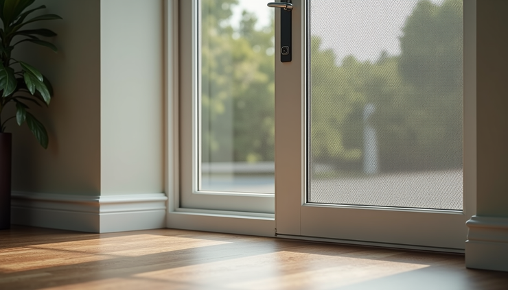 Eye-level view of a flyscreen door with a tight-fitting frame