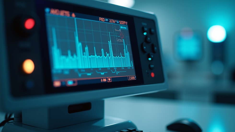 Close-up view of a medical device measuring biological signals