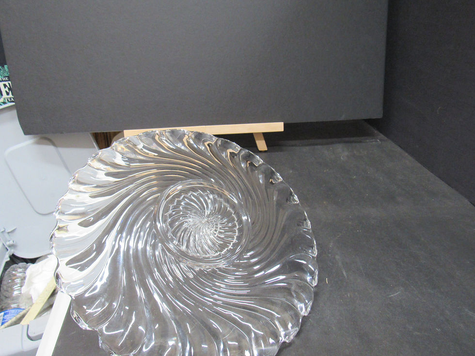 Thumbnail: Old Vintage Clear Glass Swirl Center Handled Serve