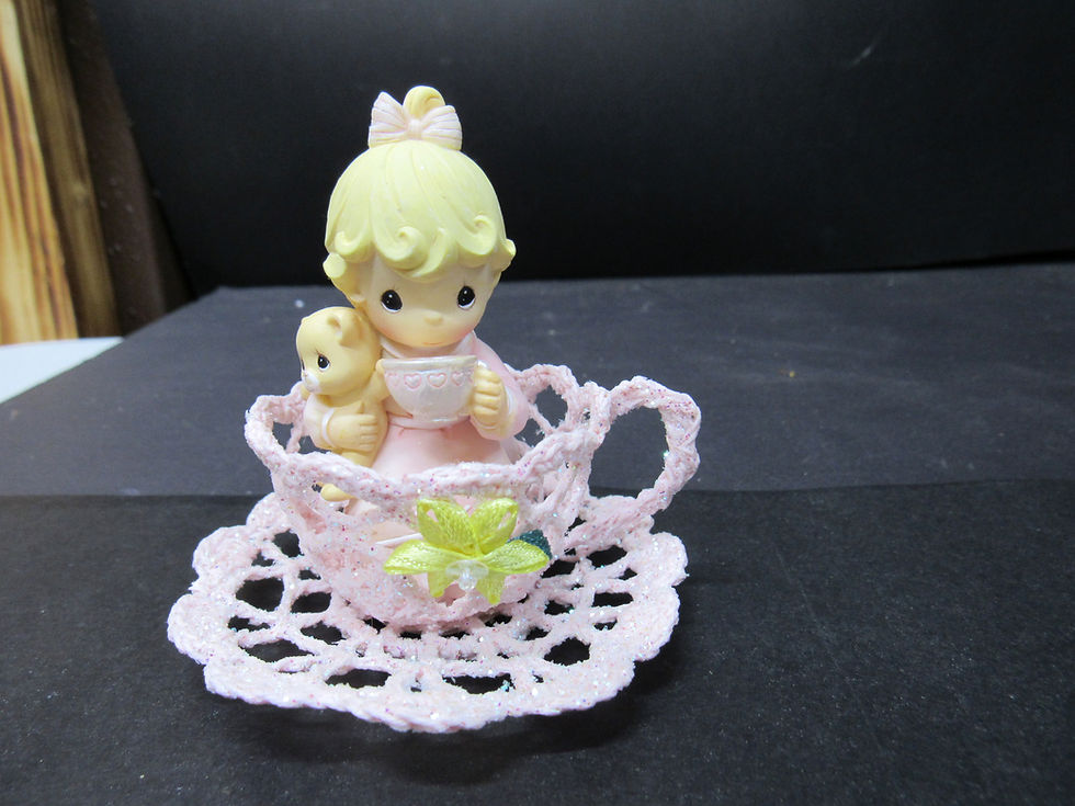 Thumbnail: Old Vintage Precious Moments Loving Sweeter Tea pot Resin Figurine