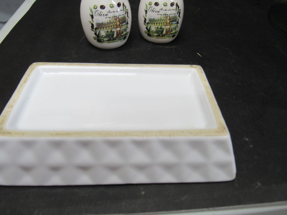Thumbnail: Old Vintage Theme Ceramic Salt and Pepper Shaker Set with Tray