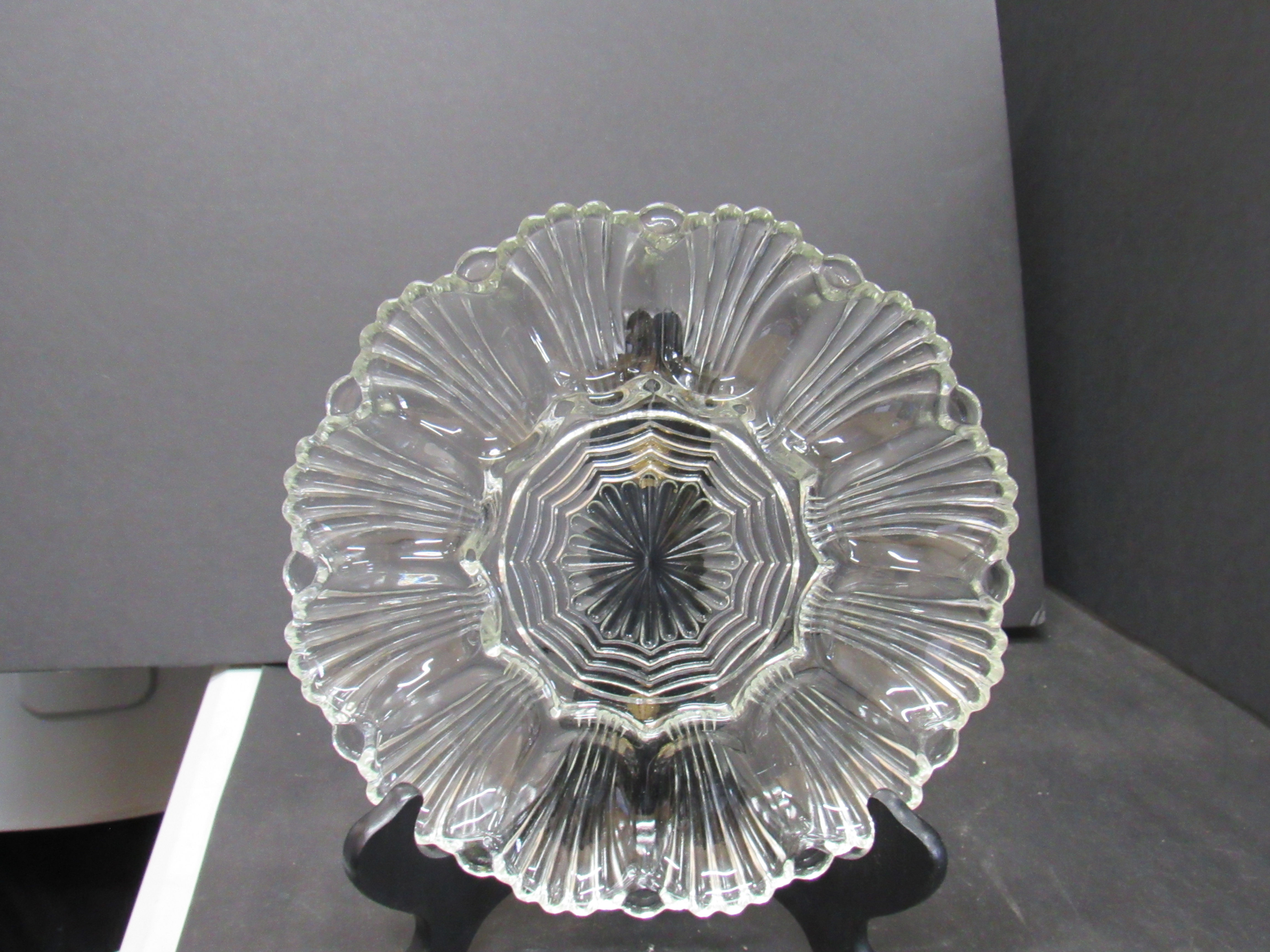 Old Vintage Clear Press Glass Oyster Plate