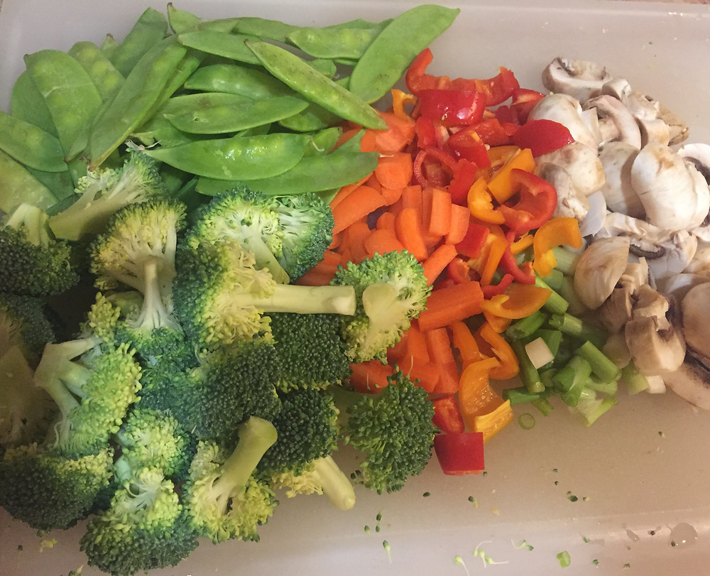 stir fry vegetables broccoli carrots mushrooms bell pepper snap peas