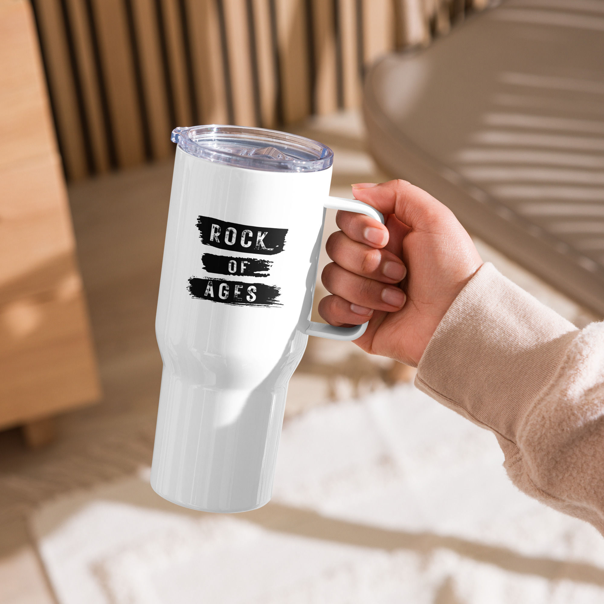 Rock of ages 25 oz tumbler with handle 