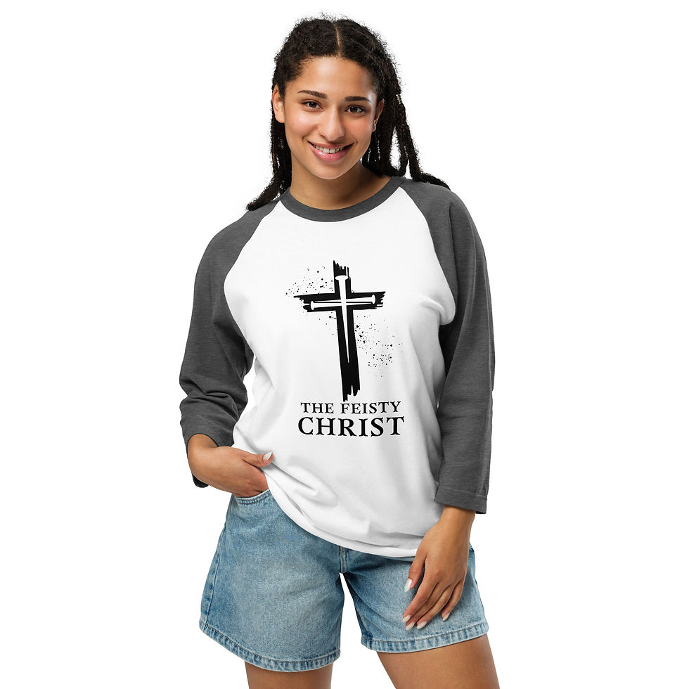 Thumbnail: The Feisty Christ "The Logo" 3/4 sleeve raglan shirt unisex 