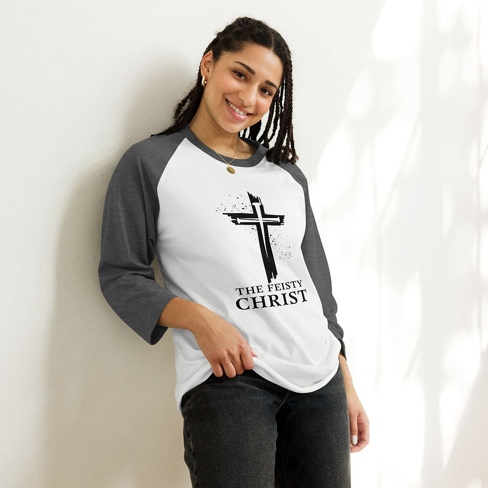 Thumbnail: The Feisty Christ "The Logo" 3/4 sleeve raglan shirt unisex 