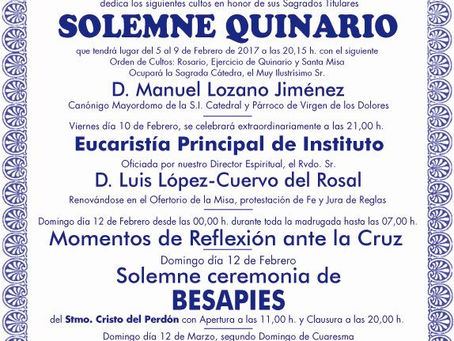 Comienza Solemne Quinario y Cultos con motivo de la celebración del Cincuentenario del Santísimo Cri