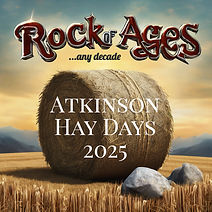 a hay bale with a Rock & roll image on it and the words _Rock of Ages_.jpg