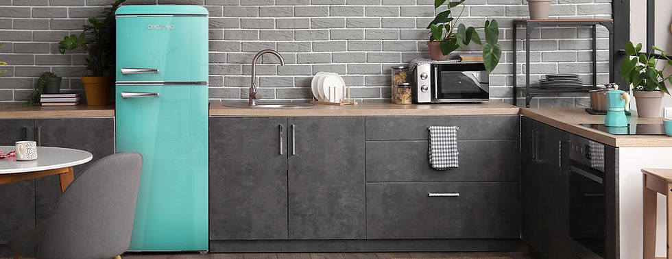 Thumbnail: Cecotec Retro / vintage combi refrigerator green 215 L