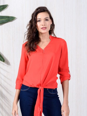 Blusa Social com Amarração na Frente