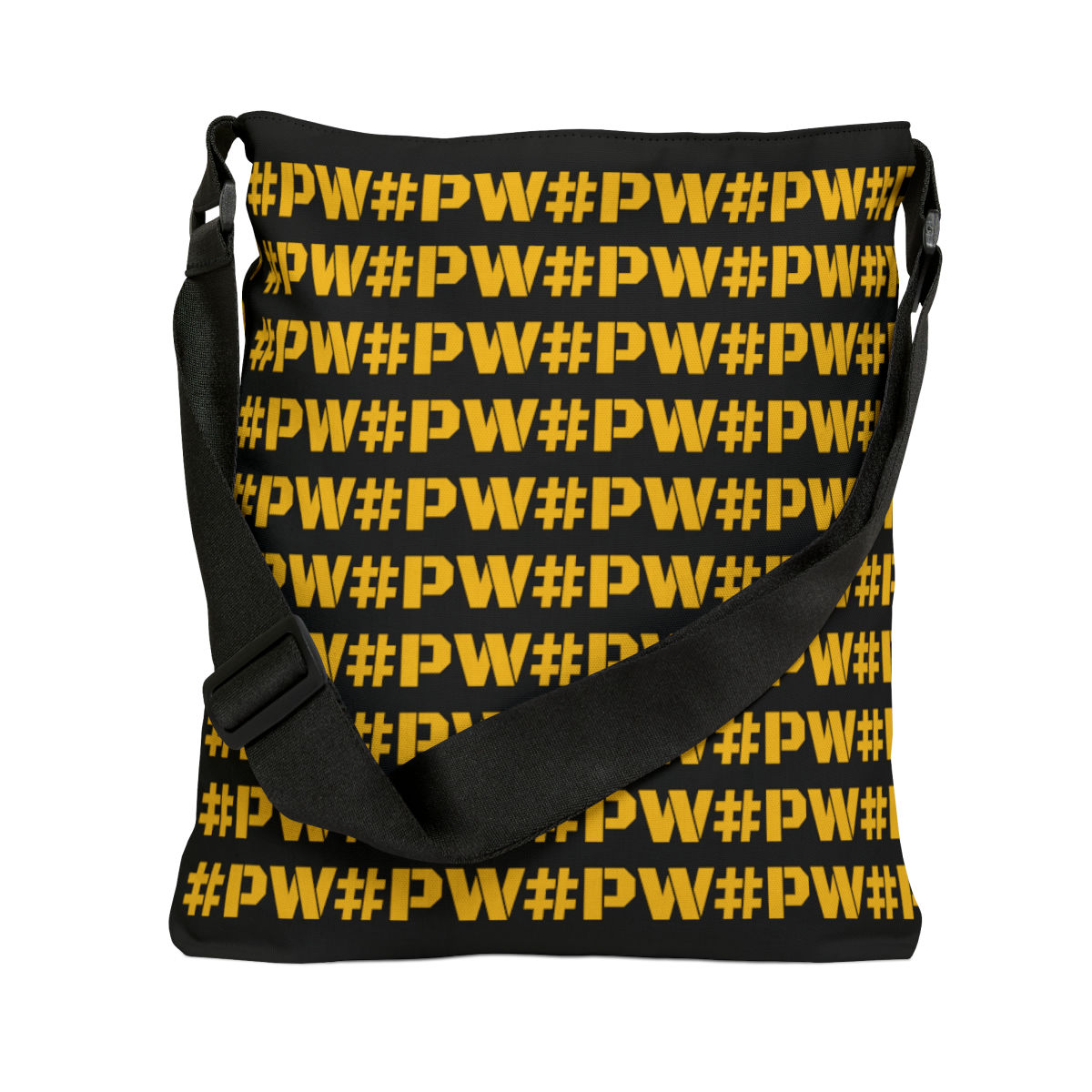Adjustable #PW Tote Bag (AOP) - Black/Yellow