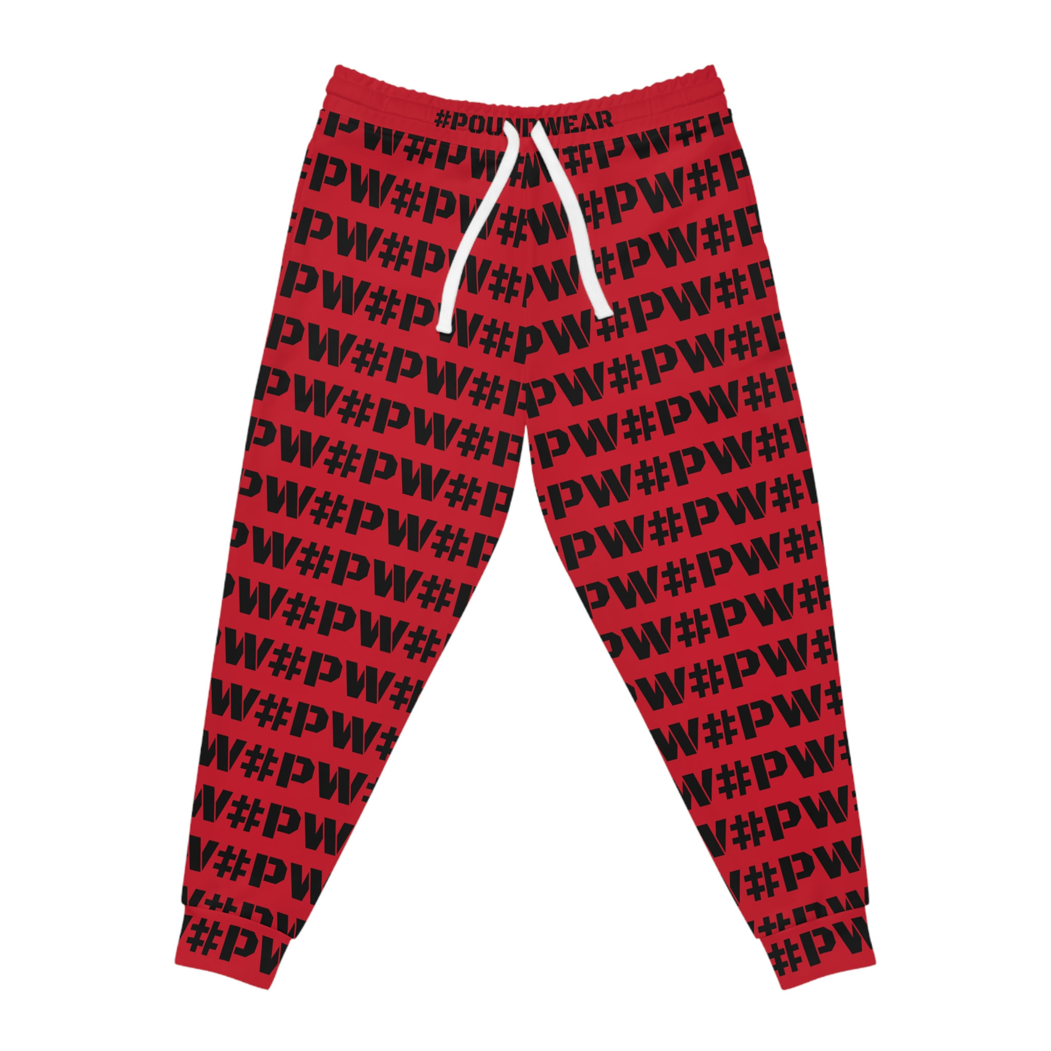 #PW Unisex Black Athletic Joggers - Red