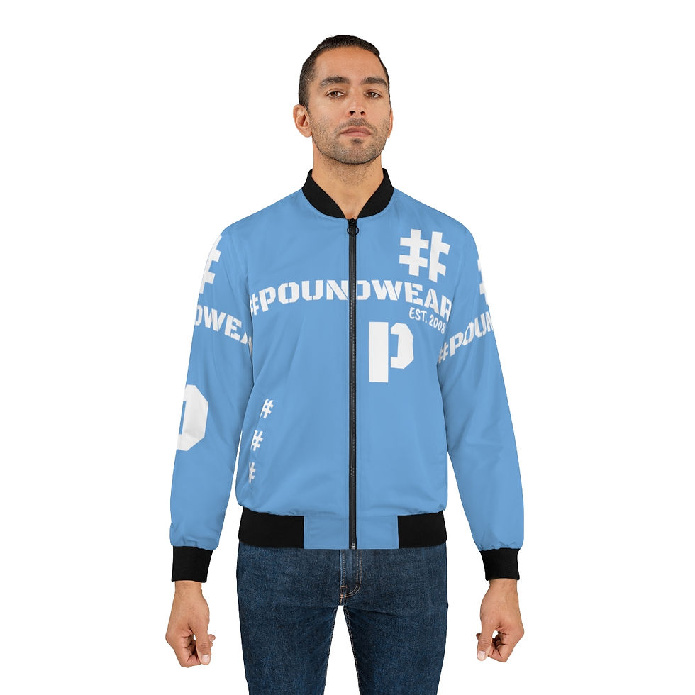 Thumbnail: #PoundWear Bomber Jacket - Light Blue/White