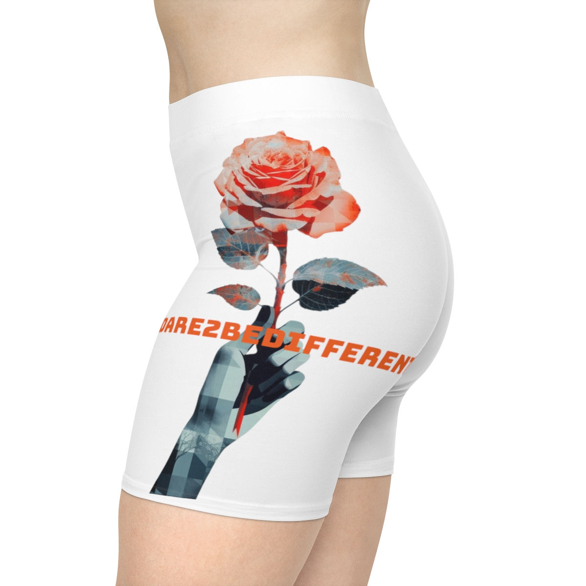 #Dare2BeDifferent "Rose" Collection #PW Biker Shorts - White