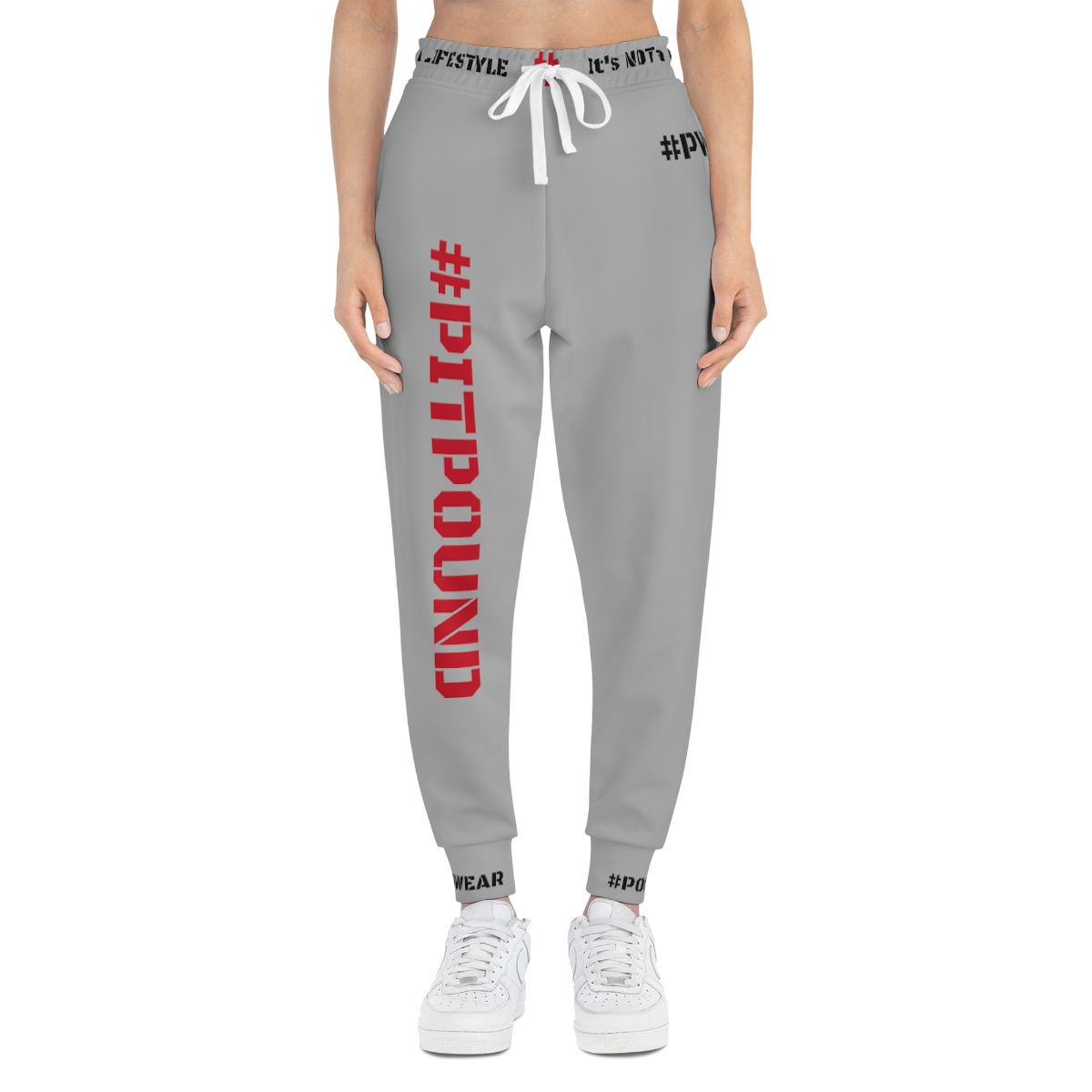 Unisex Athletic Joggers - Light Grey/Red