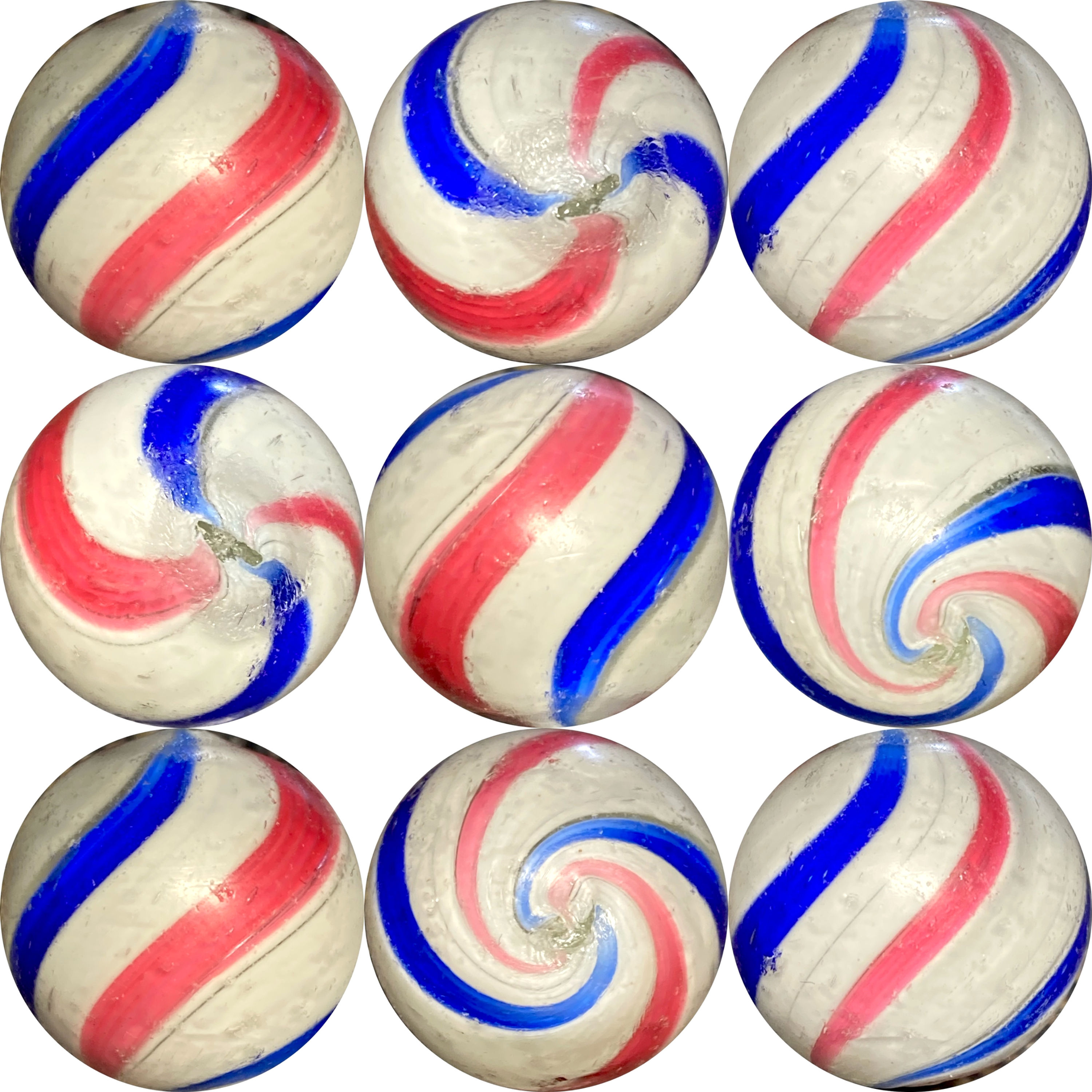 11/16" ANTIQUE GERMAN HAND-MADE "PEPPERMINT" SWIRL MARBLE