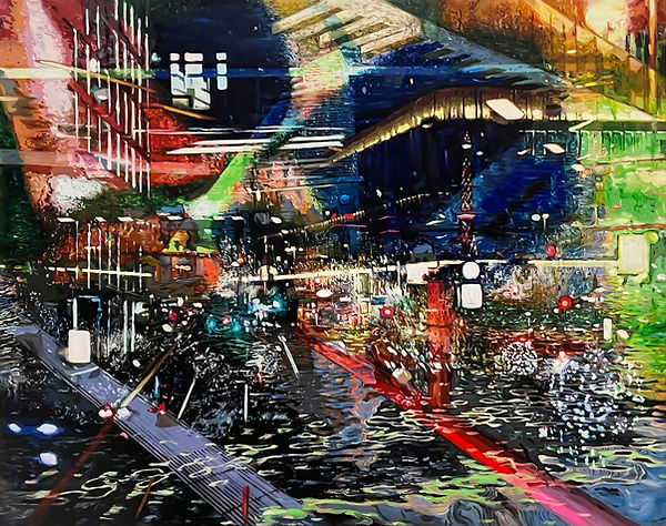 Along the pink pipe, 80x100cm, Oil on Korean paper on Canvas, 2022.jpg