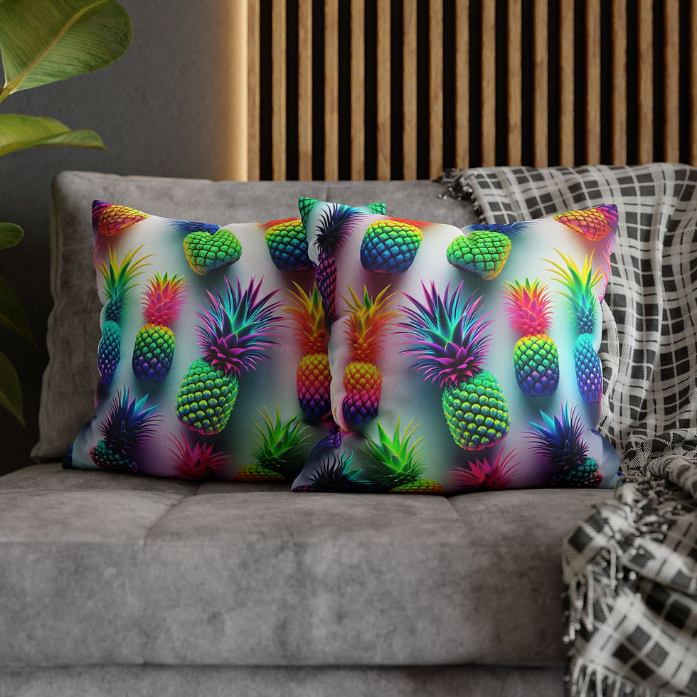 Thumbnail: Colorful Pineapple Square Pillowcase - Vibrant Tropical Home Decor