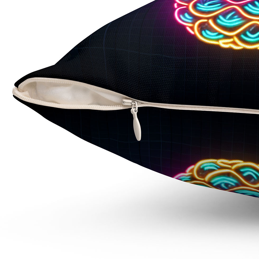 Thumbnail: Neon Pineapple Polyester Square Pillowcase with pillow insert