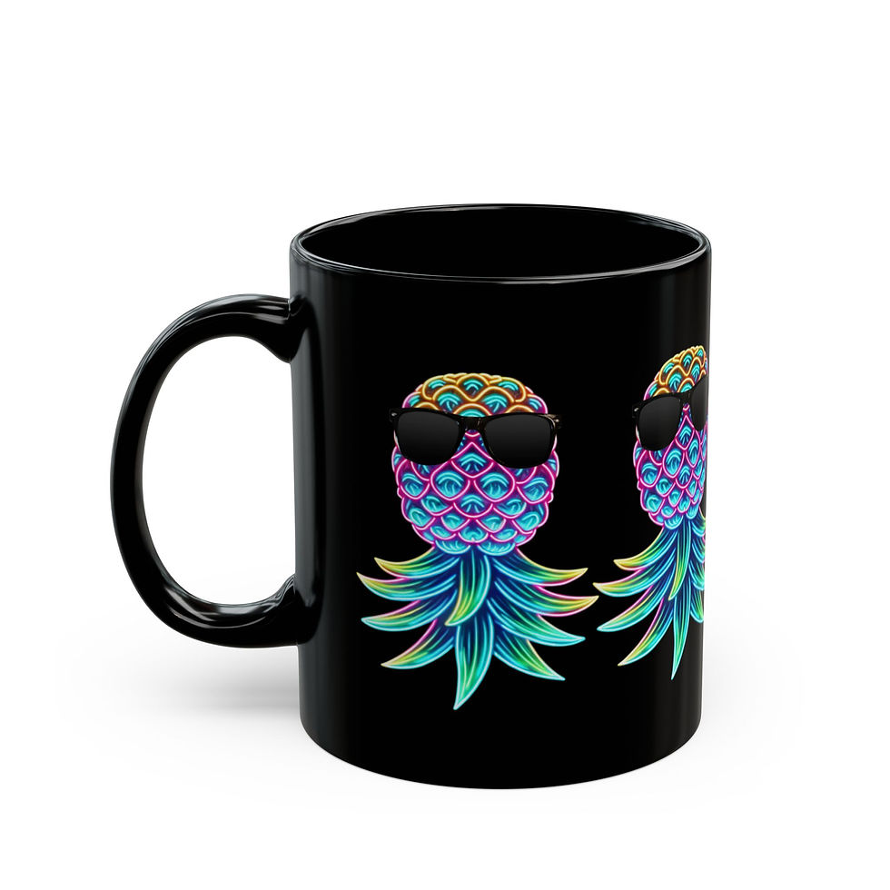 Thumbnail: Black Cool Vibrant Pineapple Pattern Mug - Perfect Gift