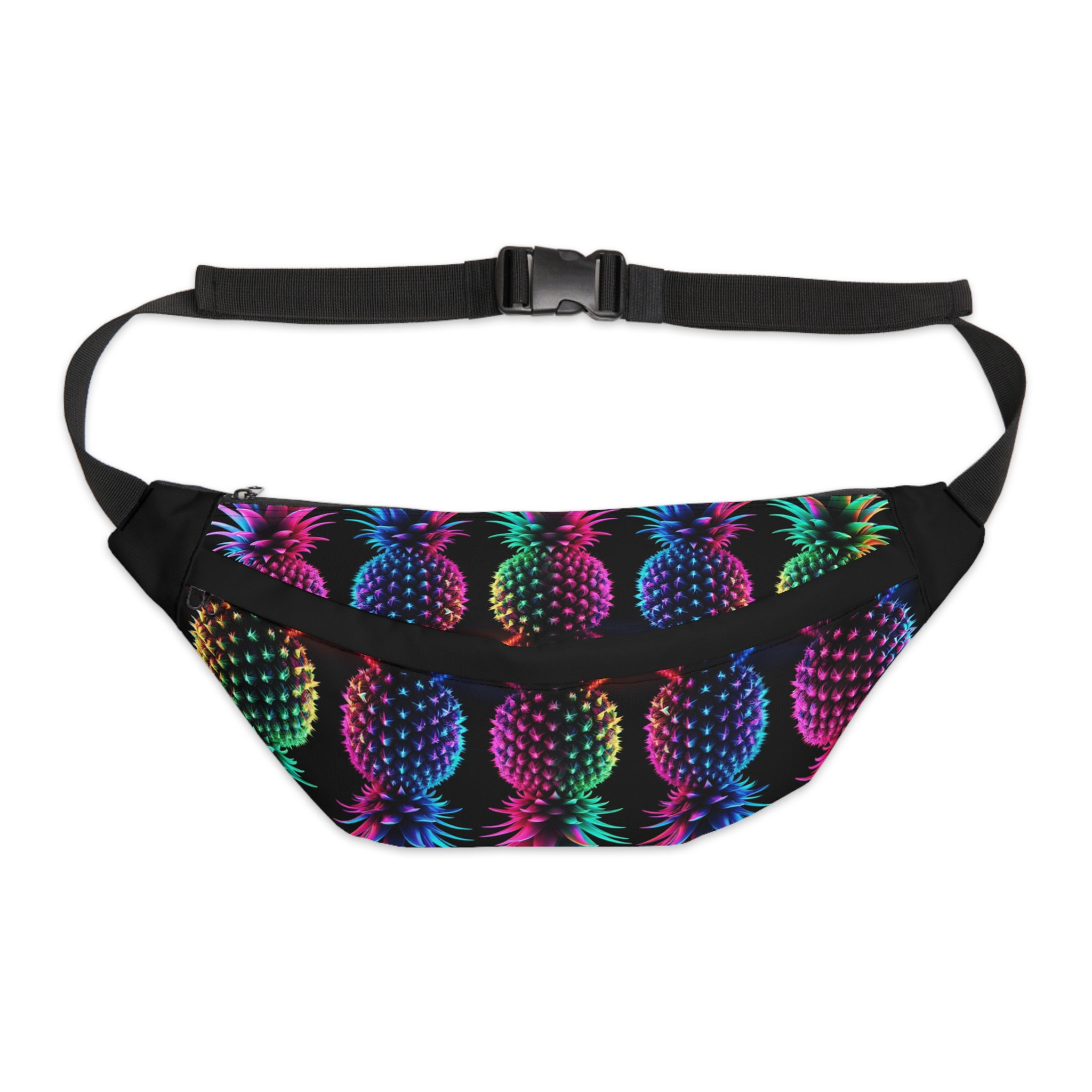 Vibrant Pineapple Large Fanny Pack - Colorful Festival Waist Bag