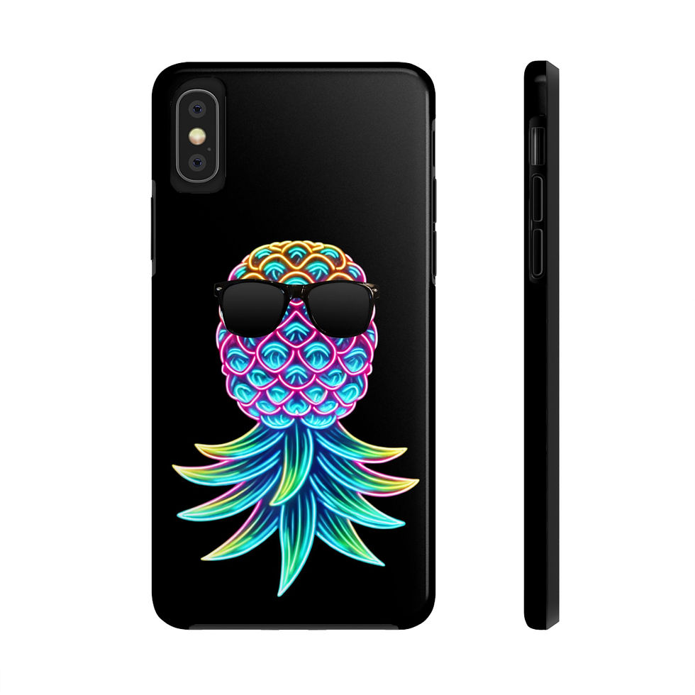 Thumbnail: Vibrant Pineapple Phone Case - Stylish & Durable Tough Case, Black