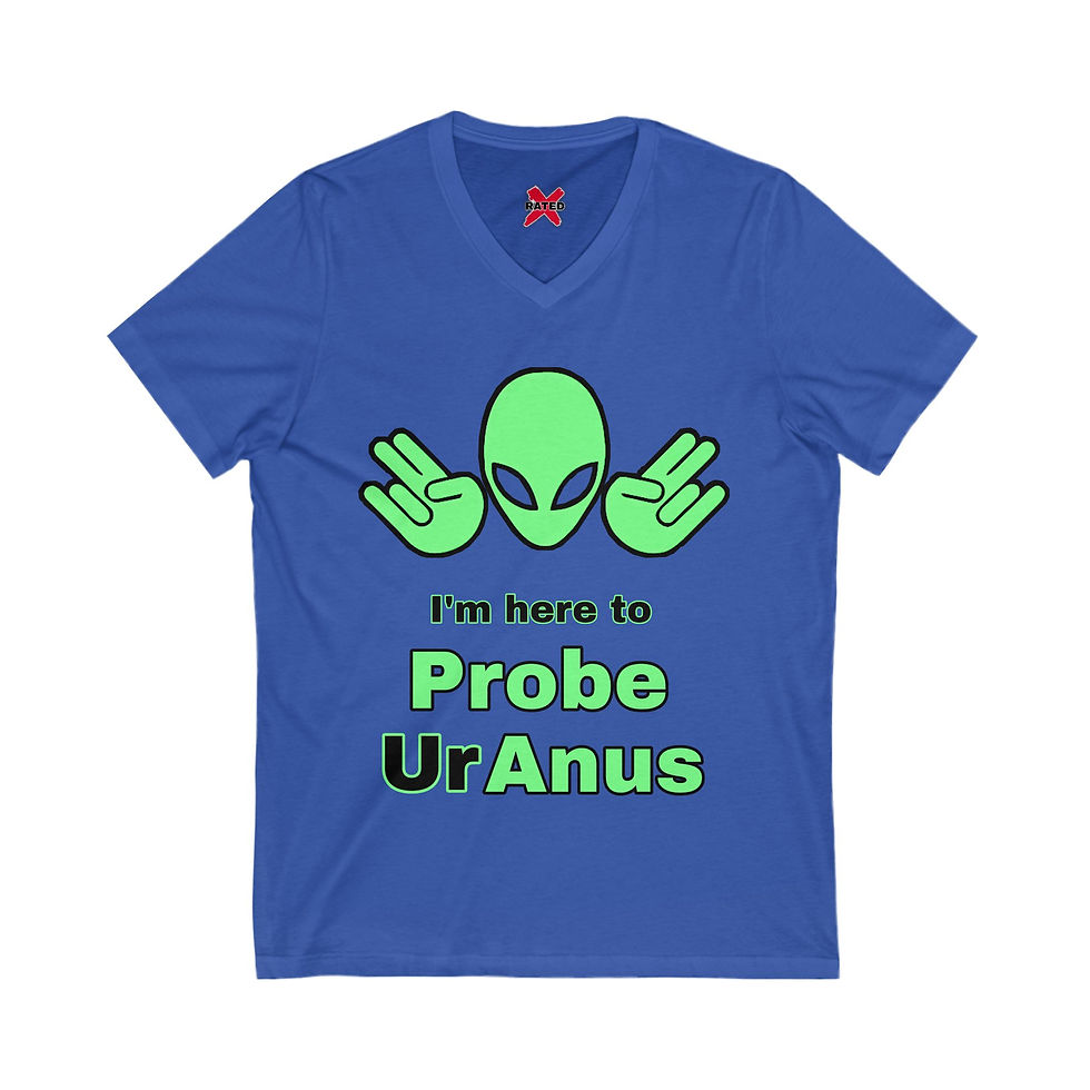 Thumbnail: Alien Humor V-Neck Tee - "I'm here to Probe UrAnus"