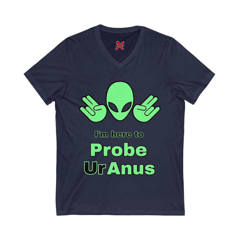 Thumbnail: Alien Humor V-Neck Tee - "I'm here to Probe UrAnus"