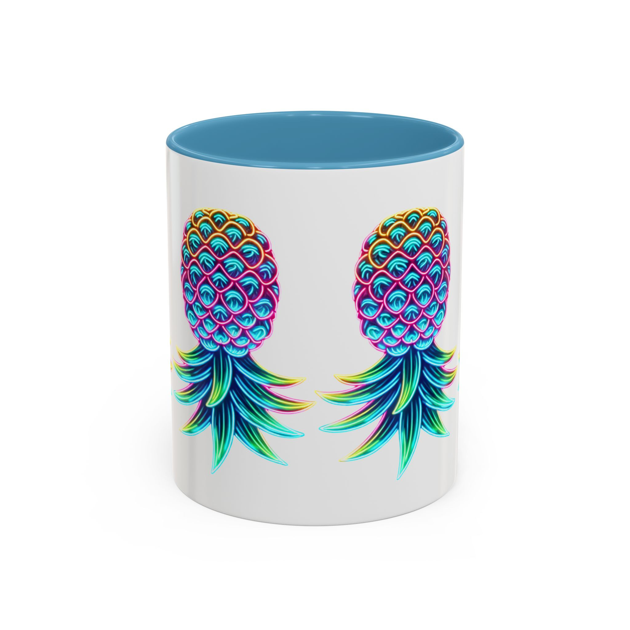 Upside-down Pineapple Accent Coffee Mug (11, 15oz) - Perfect Gift- Summer time