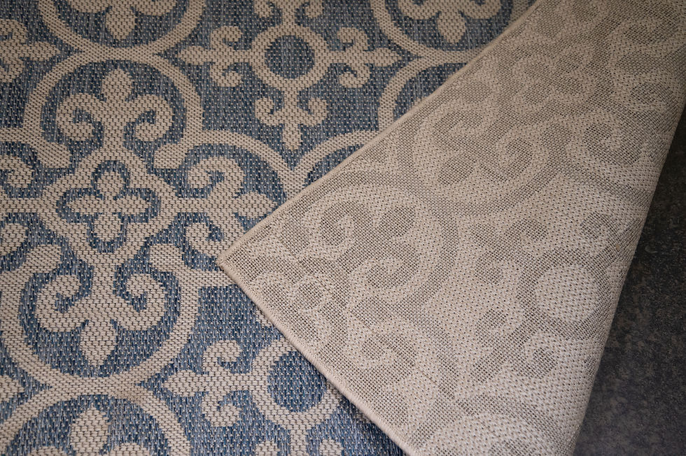 Thumbnail: Deco Tile Blue and Ivory Indoor-Outdoor Rug
