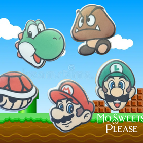 Mario Brothers Cookies, Super Mario Cookies, Luigi, Yoshi, Gumba, Douglassville, PA, 19518, Decorated Cookies, Sweets, Treats, Custom Cookies, Party Favor, Gif