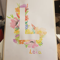 cadeau de naissance - initial floral - essai 2