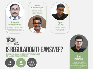 The panel featured Apar Gupta, the founder-director of the Internet Freedom Foundation, Iyan Karthikeyan, the mission director of the Tamil Nadu government’s Fact-Check Unit, and Rakesh Maheshwari, ex-senior director of Cyber Security and Data Governance at the Ministry of Electronics and Information Technology (MeitY)