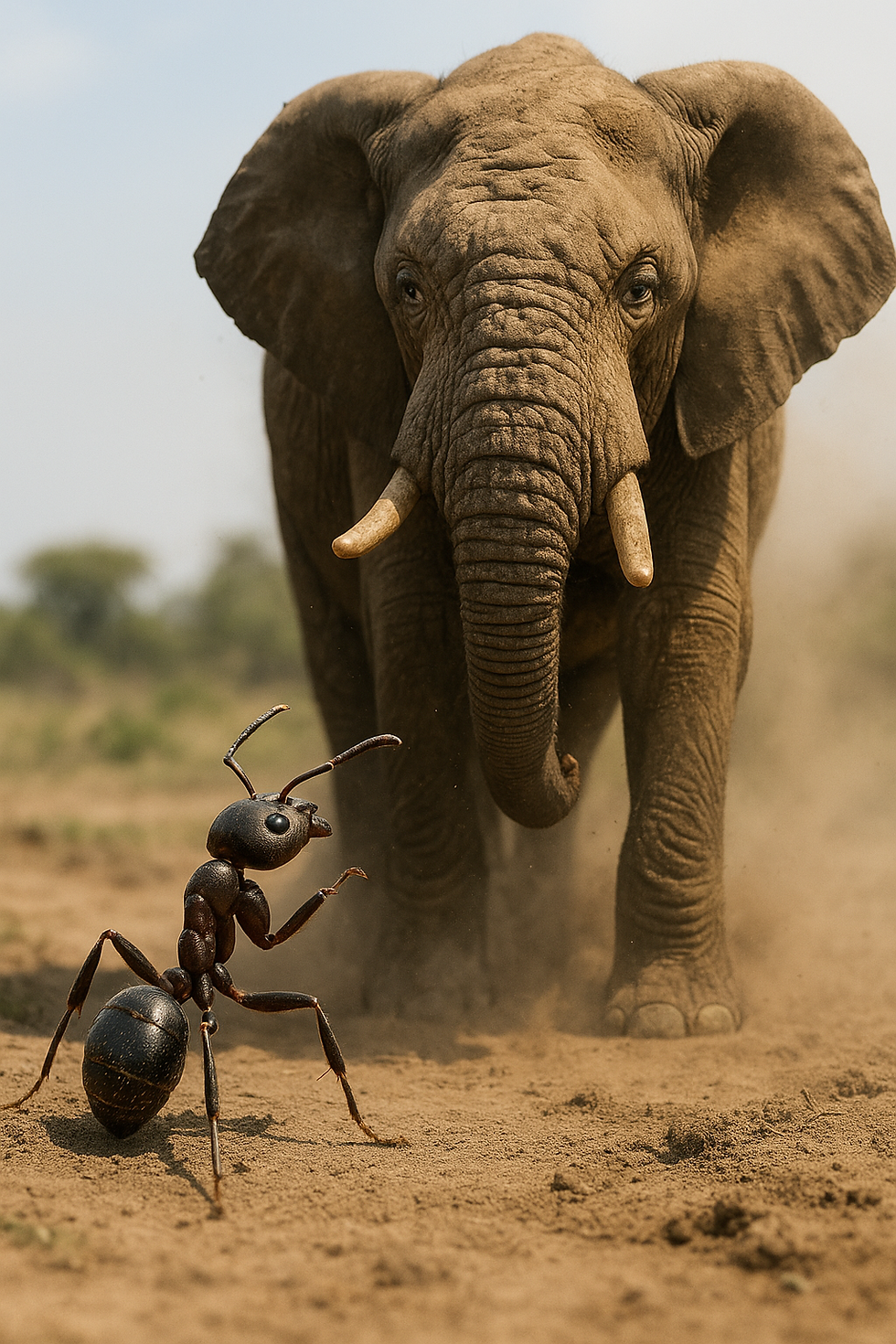 Ant fighting and elephant