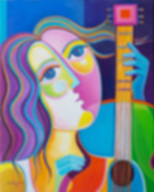 Girl with Guitar #2 Original oil painting